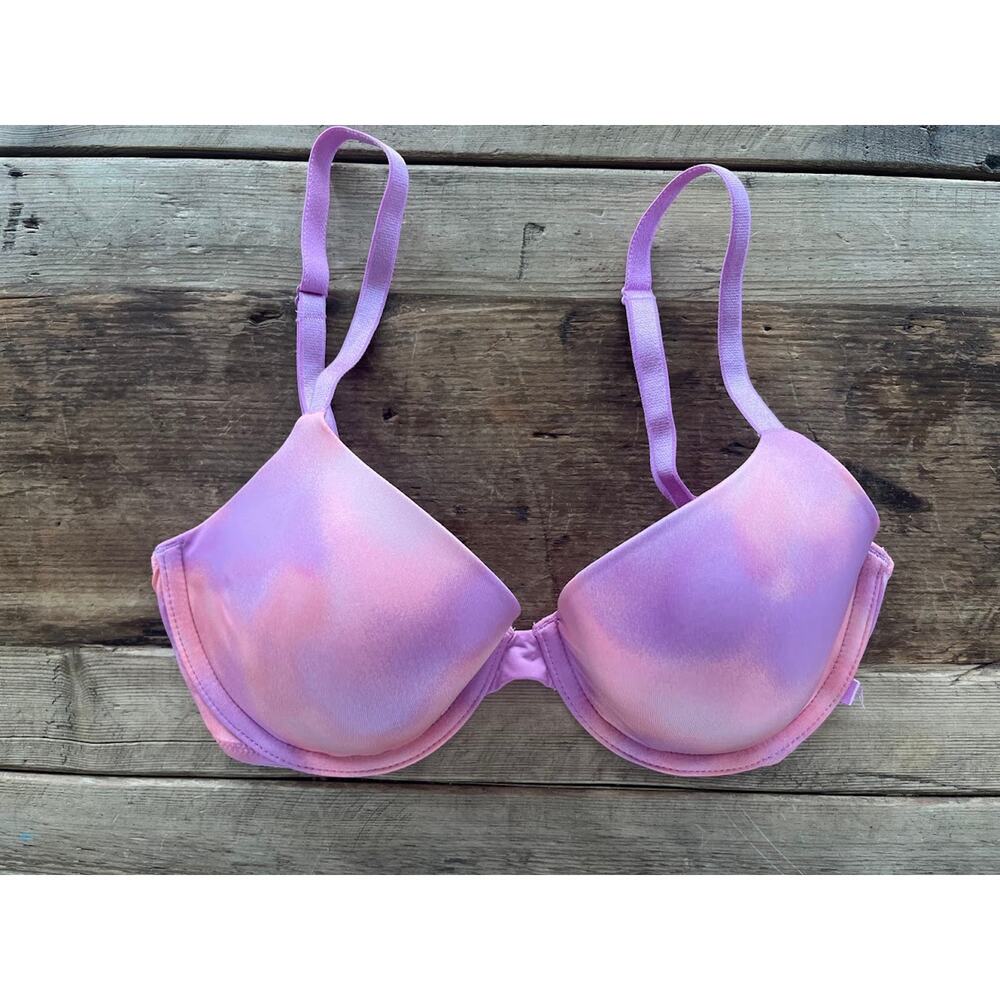 Victoria's Secret PINK Pink Watercolor 32D Wear Everywhere Lined T-Shirt Bra